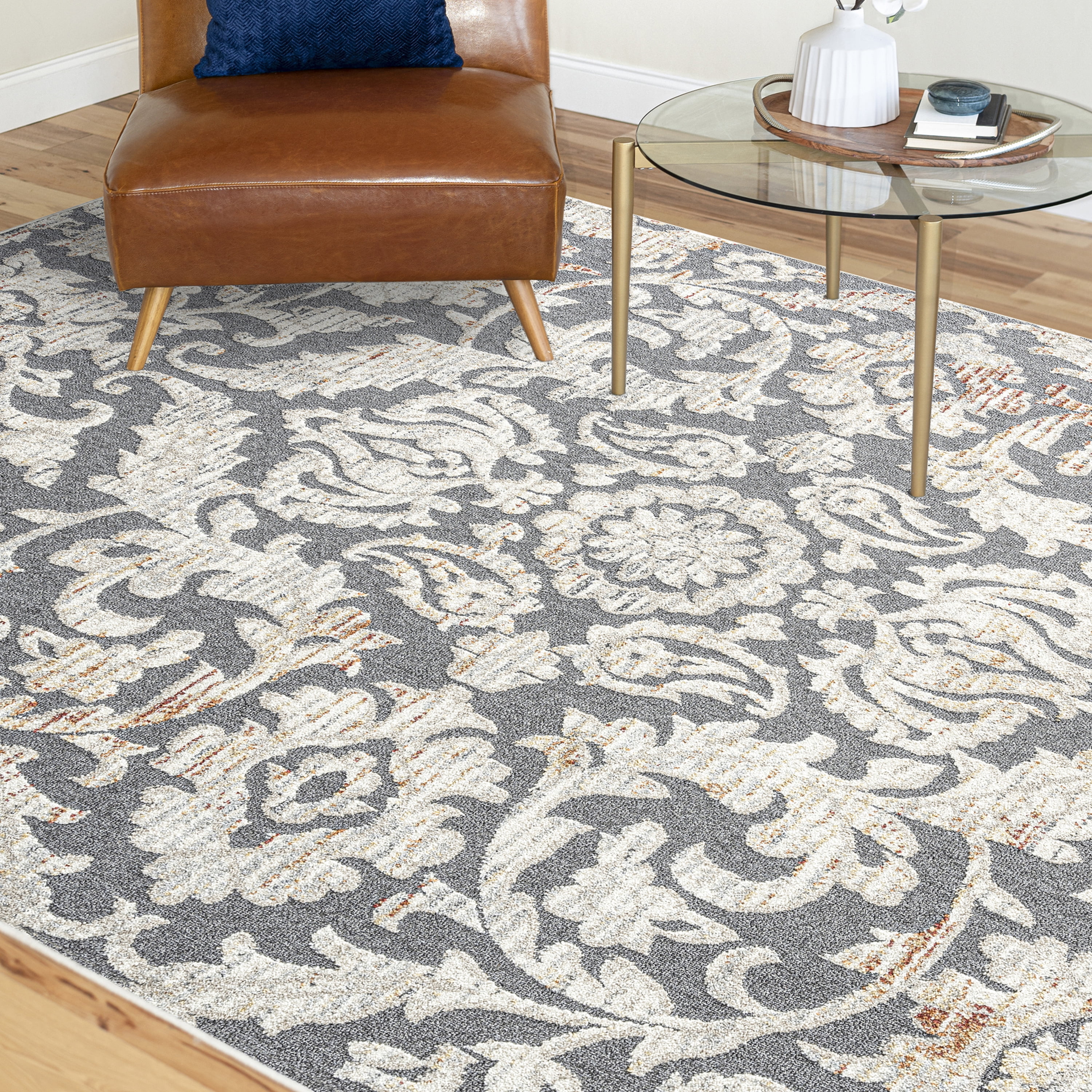 Bliss Rugs Transitional Area Rug, Floral Indoor Rugs for Living Room, Dining Room, Bedroom | Cream, 5' x 8' (5'3''x7'3'')