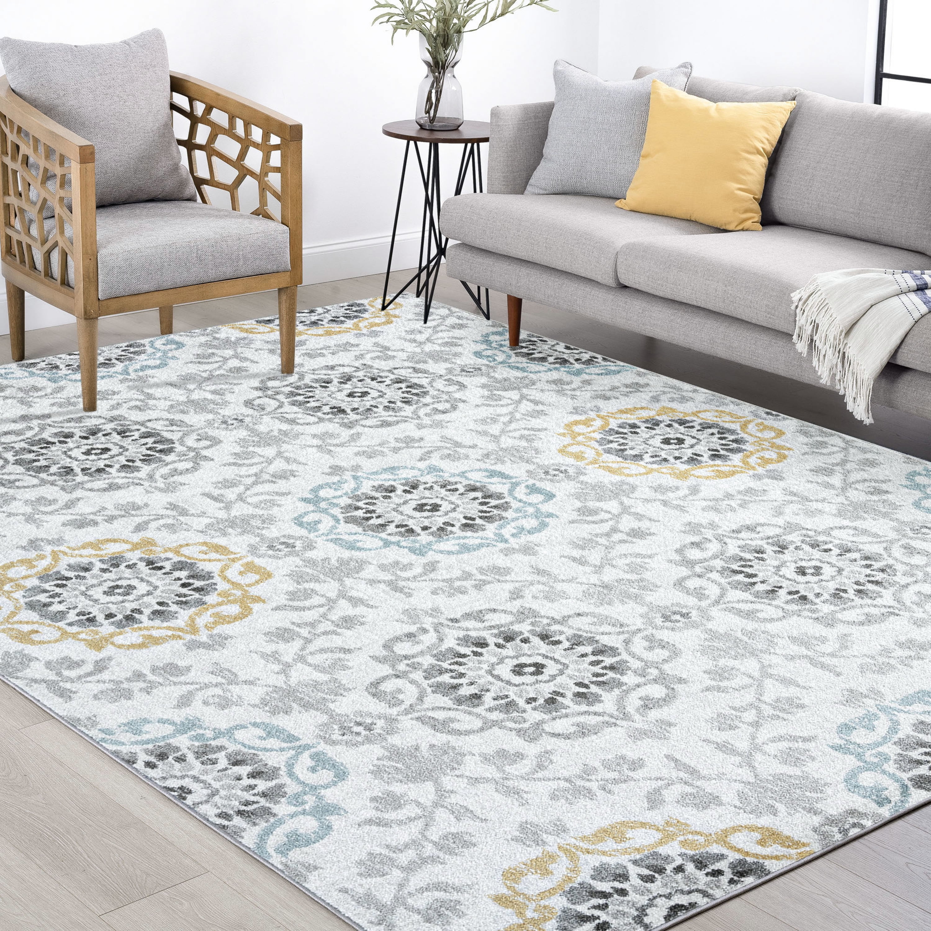 Bliss Rugs Vintage Area Rug, Floral Indoor Rugs for Living Room, Dining Room, Bedroom | Cream, 8' x 10' (7'11''x10'3'')