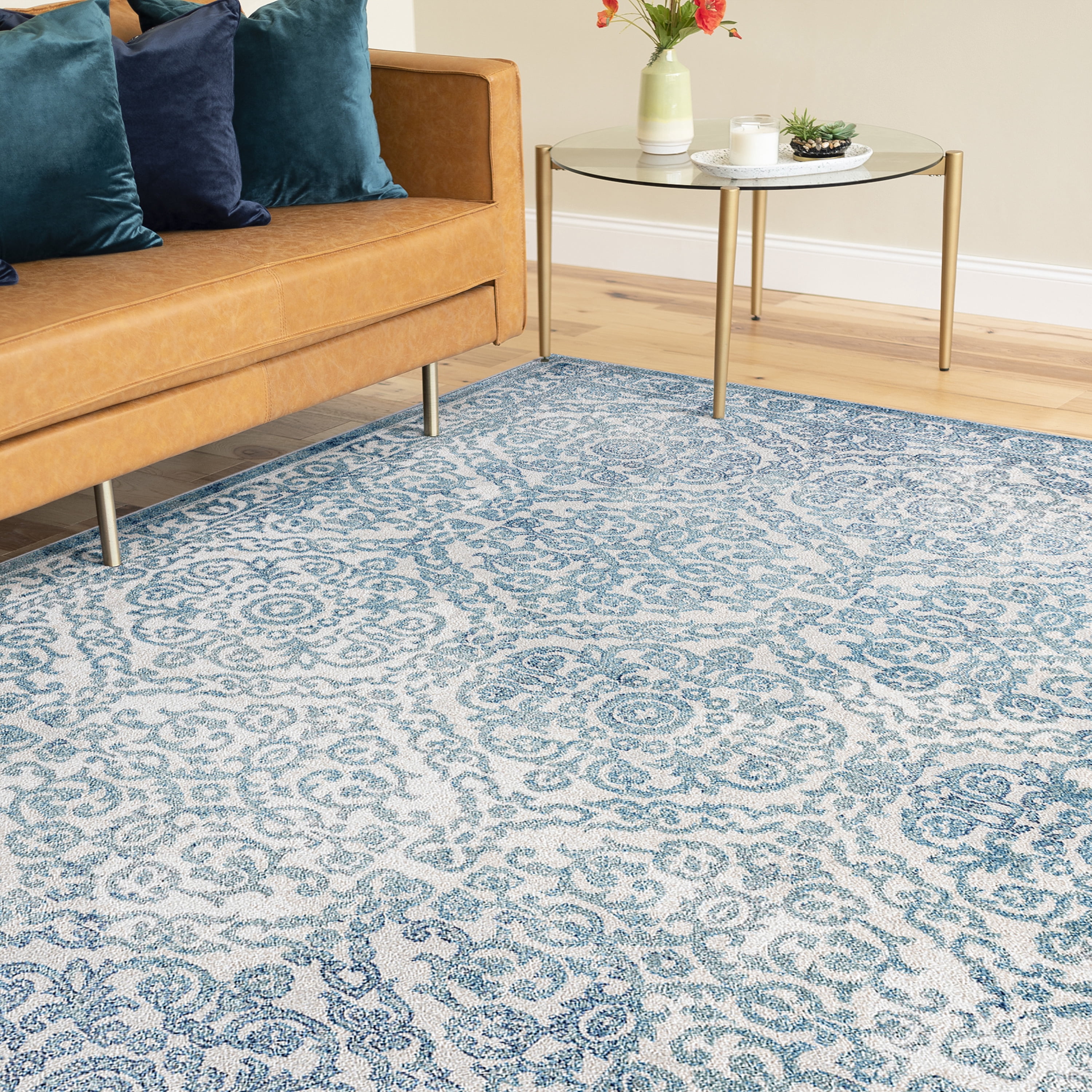 Bliss Rugs Vintage Area Rug, Floral Indoor Rugs for Living Room, Dining Room, Bedroom | Gray, 5' x 8' (5'3''x7'3'')