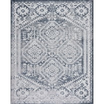 Bliss Rugs Vintage Traditional Geometric Area Rug, Indoor Rugs for Living Room, Dining Room, Bedroom | Blue, 5' x 7' (5'3''x7'3'')
