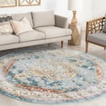 thumbnail image 1 of Bliss Rugs Vintage Traditional Oriental Round Rug for Living Room, Dining Room | Denim, 5'3''Round, 1 of 5
