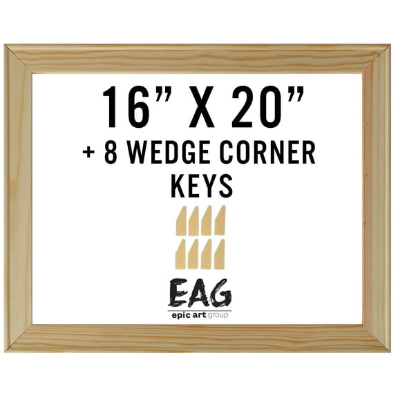 Bliss Solid Wood Stretcher Bar DIY Kit 3/4" Deep With Plastic Keys for Canvas Art or Needlepoint,16"x20"