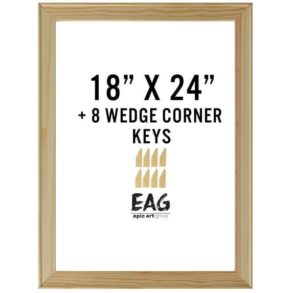 Bliss Solid Wood Stretcher Bar DIY Kit 3/4" Deep With Plastic Keys for Canvas Art or Needlepoint,18"x24"