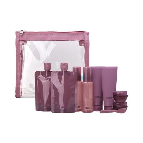 Bliss Travel Bottles Set - 10 Piece Essentials Kit Travel Size Toiletries Bottles for Women and Men