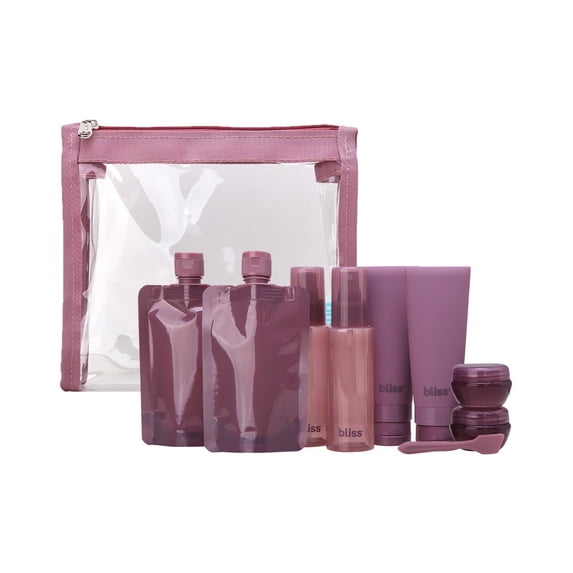 Bliss Travel Bottles Set - 10 Piece Essentials Kit Travel Size Toiletries Bottles for Women and Men