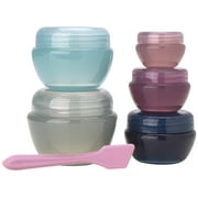 Bliss Travel Jars Set - 5 Piece Refillable Travel Size Containers with Lid and Spatula for Toiletries, Liquid, Creams