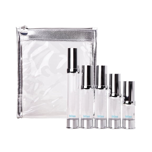 Bliss Airless Pump Travel Bottles for Toiletries, Refillable 5-Piece TSA-Approved Container Set