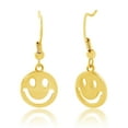thumbnail image 1 of Bliss Women's Polished Smiley Face Hook Earrings in Yellow Gold Plated Brass, 1 of 1