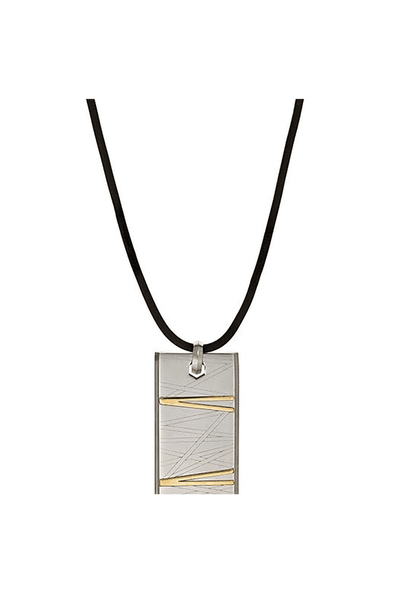 Diamond Flash Pendant Necklace Stainless Steel 18K Yellow Gold