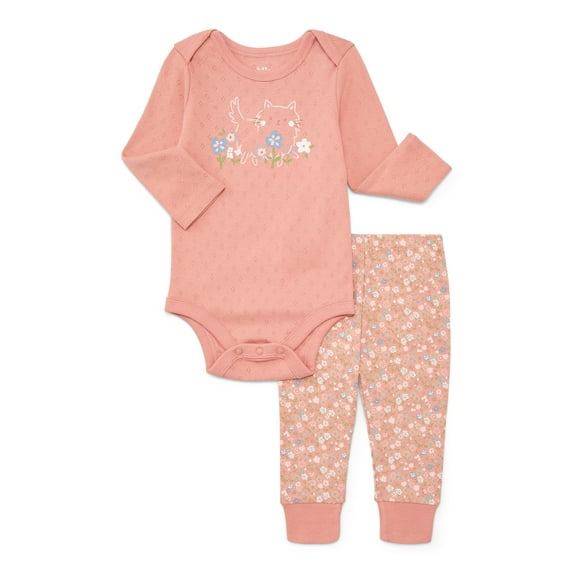 Bliss by Garanimals Baby Boys or Girls Ribbed Cotton Bodysuit and Leggings Set, 2-Piece, Sizes 0-12 Months