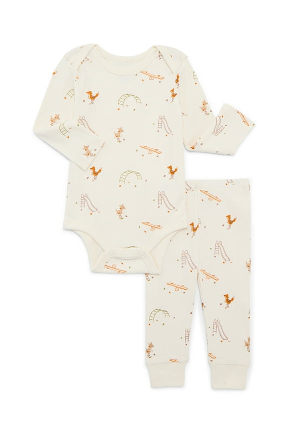 Bliss by Garanimals Baby Boys or Girls Ribbed Cotton Bodysuit and Leggings Set, 2-Piece, Sizes 0-12 Months