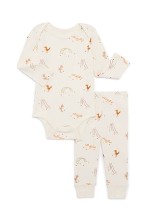 Bliss by Garanimals Baby Boys or Girls Ribbed Cotton Bodysuit and Leggings Set, 2-Piece, Sizes 0-12 Months