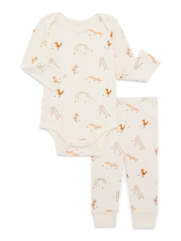 Bliss by Garanimals Baby Boys or Girls Ribbed Cotton Bodysuit and Leggings Set, 2-Piece, Sizes 0-12 Months