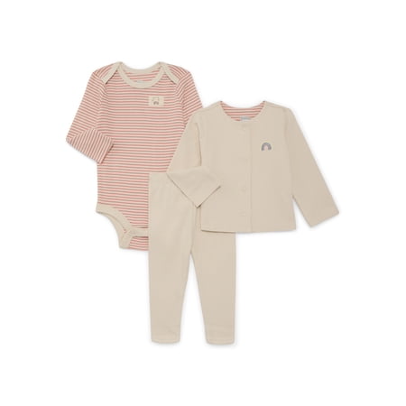 Bliss by Garanimals Baby Girls Jacket, Bodysuit and Leggings Set, 3-Piece, Sizes 0M-12M