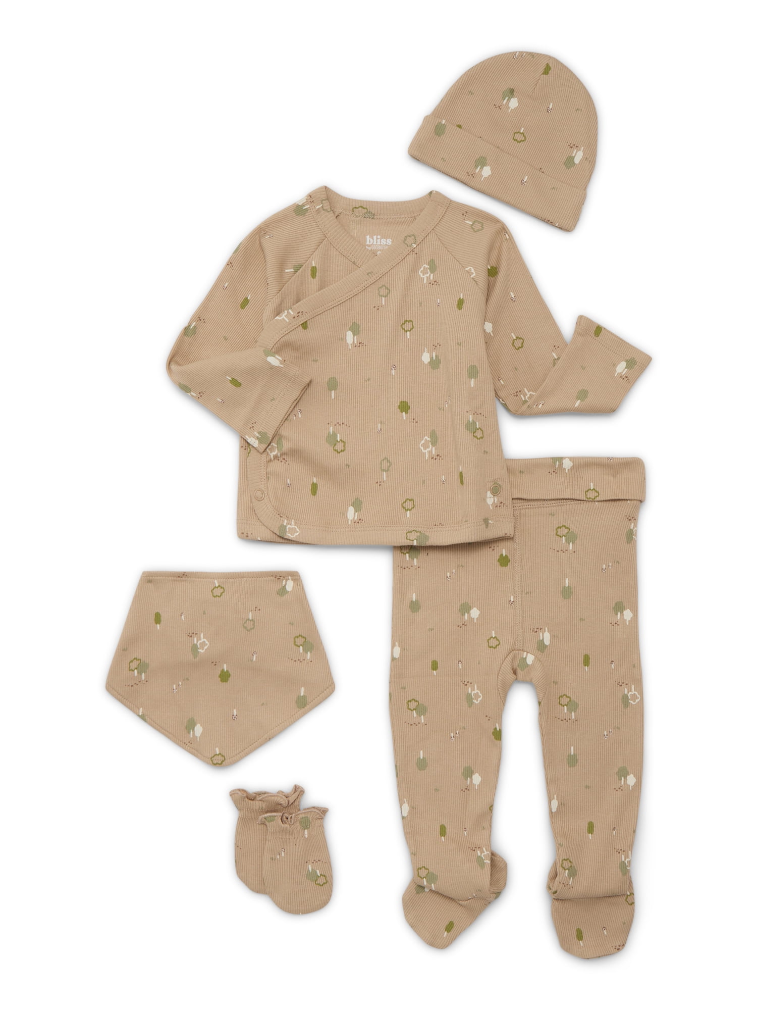 Bliss by Garanimals Baby Layette Pajama, 5-Piece Set, Sizes 0–9M