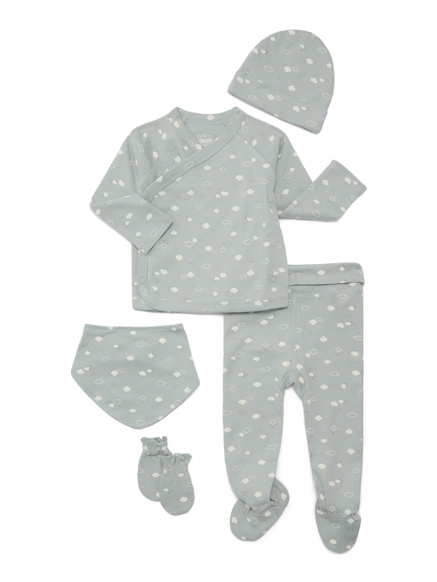 Walmart daily deals:  Bliss by Garanimals Baby Layette Pajama, 5-Piece Set, Sizes 0–9M