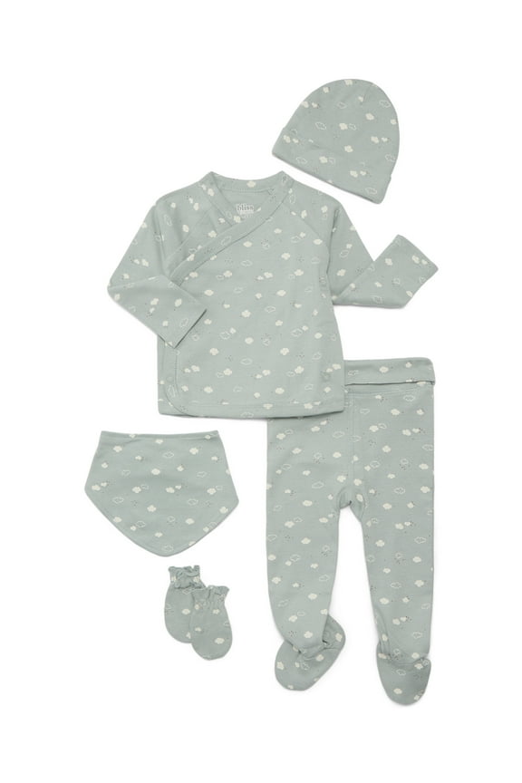 Bliss by Garanimals Baby Layette Pajama, 5-Piece Set, Sizes 0–9M