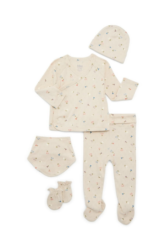 Bliss by Garanimals Baby Layette Pajama, 5-Piece Set, Sizes 0–9M