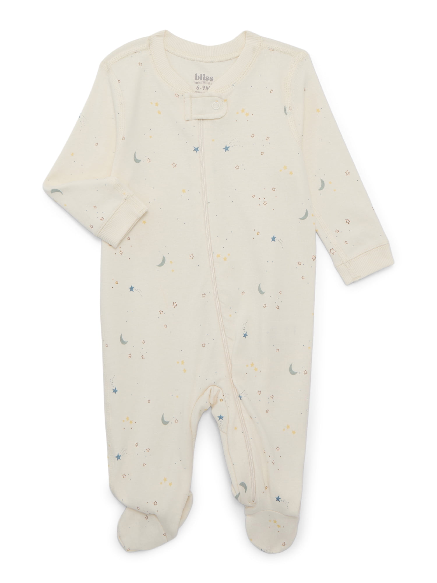 Bliss by Garanimals Baby Boys or Girls Cotton Layette One Piece Footed Sleeper Pajamas, Sizes Newborn-9 Months