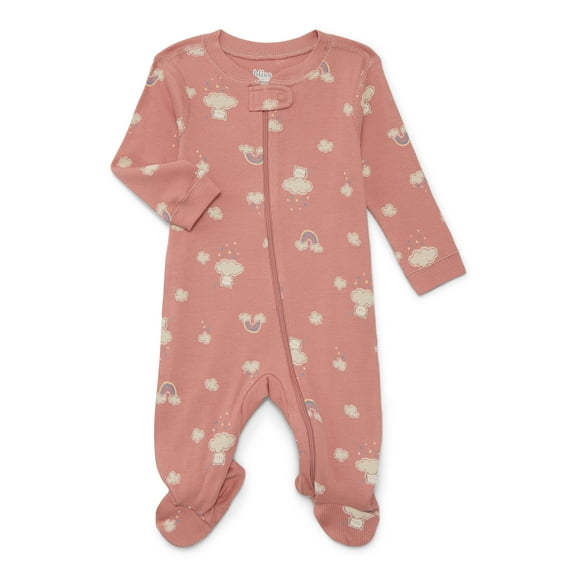 Bliss by Garanimals Baby Boys or Girls Cotton Layette One Piece Footed Sleeper Pajamas, Sizes Newborn-9 Months