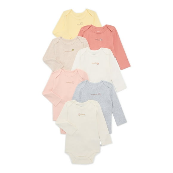 Bliss by Garanimals Baby Boys or Girls Cotton Days of the Week Bodysuits Set, 7-Piece, Sizes 0M-18M