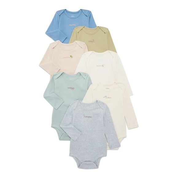 Bliss by Garanimals Baby Boys or Girls Cotton Days of the Week Bodysuits Set, 7-Piece, Sizes 0M-18M