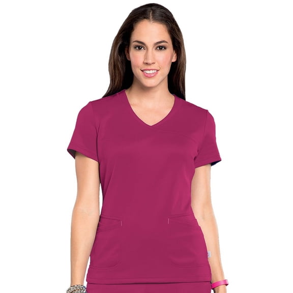 Bliss by Smitten Women's Surplice Stylized Solid Scrub Top