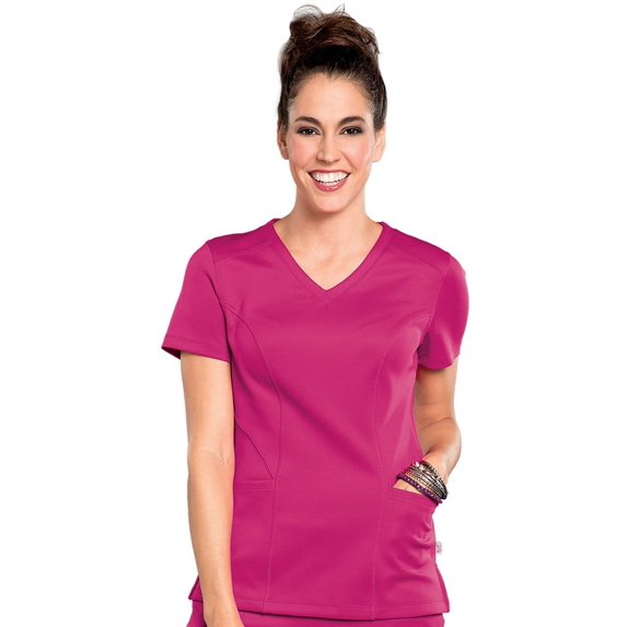 Bliss by Smitten Women's V-Neck Solid Scrub Top