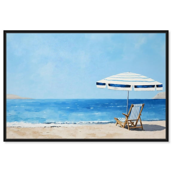 Bliss by the Beach Canvas Glam Beach Wall Art by Art Remedy, Black Frame, 24" x 16"