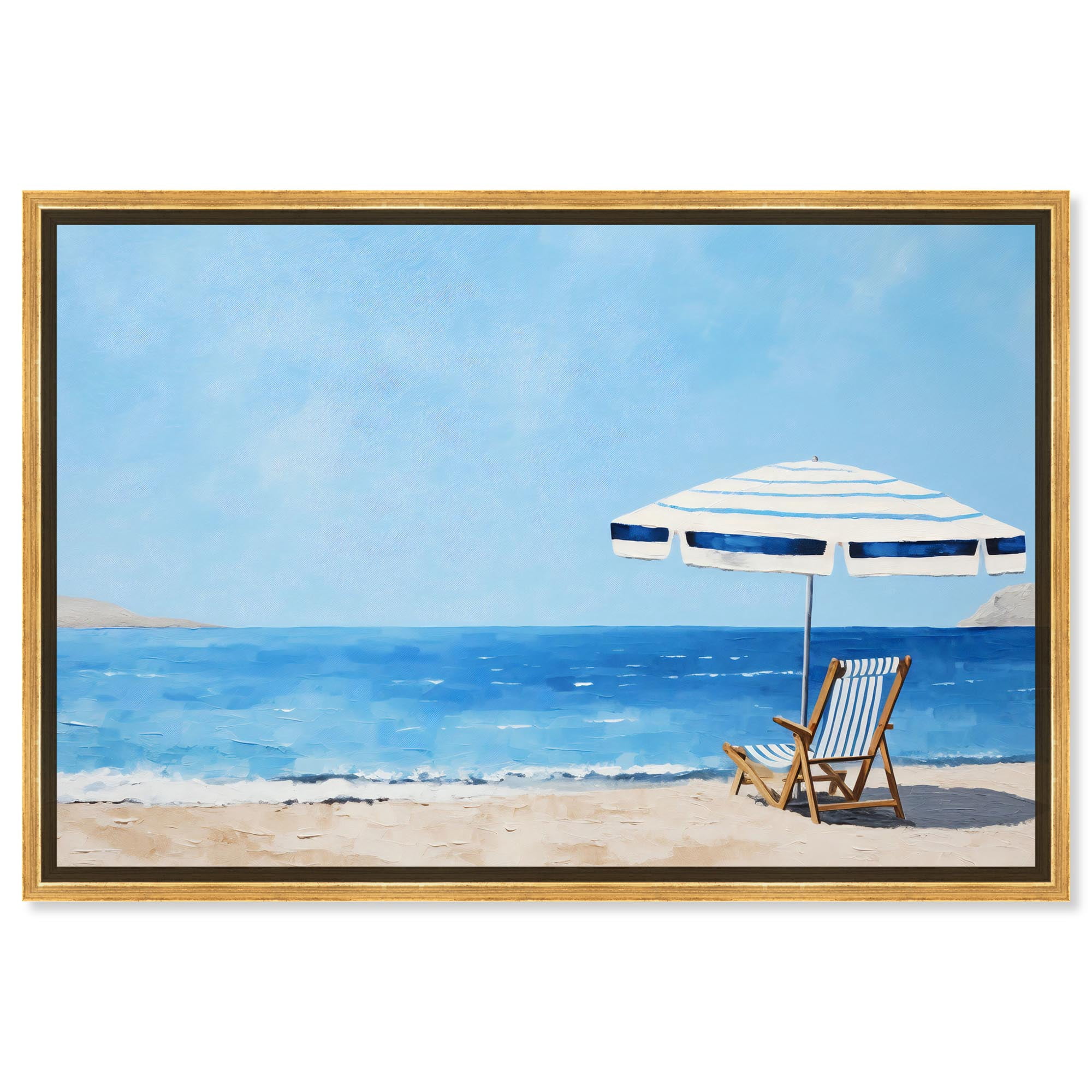 Bliss by the Beach Canvas Glam Beach Wall Art by Art Remedy, Gold Frame ...