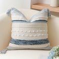 thumbnail image 1 of BlissBlush Coastal Blue Boho Decorative Throw Pillow Cover 20x20 Modern Bohemian Accent Pillow Case Square Woven Textured Farmhouse Pillows for Couch Bed (Pack of 1), 1 of 7
