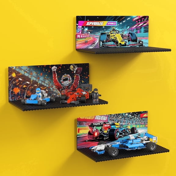 BlissBox Classic Collection 5.5 x 1 Racing Car ABS Floating Shelves 6 Count