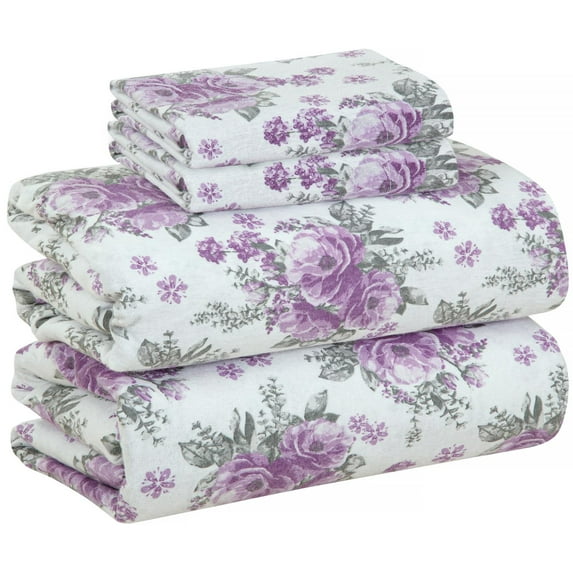 Bliss Casa Flannel Bed Sheets – 100% Cotton, Double Brushed for Extra Softness – Warm & Cozy All-Season Comfort – Deep Pockets – 4-Piece Queen Sheet Set (Sabrina)