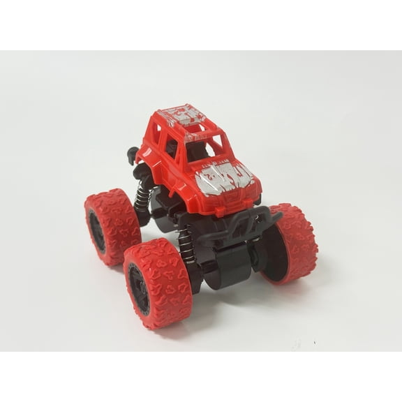 BlissFawn Truck -Toys, Friction Powered Monster Trucks for Boys, Push and Go Vehicles Toy for Kids, Inertia Vehicle, Stunt On-Road Vehicle, Great for Birthday Party Gift for Boys Girls (Red)