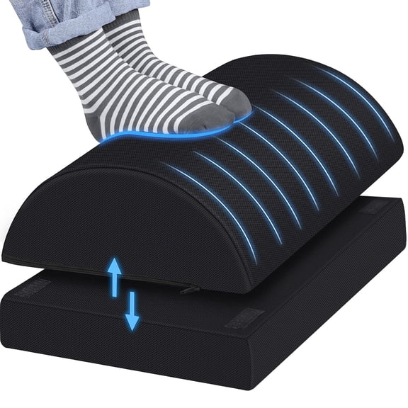 BlissTrends Foot Rest for Under Desk at Work-Versatile Foot Stool with Washable Cover-Comfortable Footrest with 2 Adjustable Heights for Car, Home and Office to Relieve Back, Lumbar, Knee Pain-Black