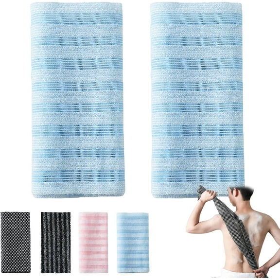 Blissal Exfoliating Shower Towel, Blissal, Blissal Back Exfoliator, Blissal Portable Bath Towel (Blue 2Pcs)