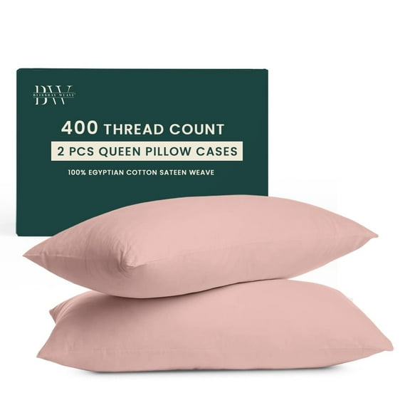Blissbayweave Pillow Cases Queen Size Set of 2 - 400 Thread Count Egyptian Cotton Pillowcases - Sateen Pillowcases - Sepia Rose