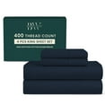 thumbnail image 1 of Blissbayweave 4-Piece King Size Sheets Set Egyptian Cotton - 400 Thread Count Sheets King - Navy Blue, 1 of 6