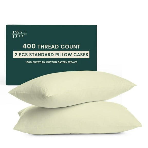 Blissbayweave QueenSize Pillow Cases Set of 2 - 400 Thread Count Egyptian Cotton Pillowcases - Sateen Pillowcases - Ivory
