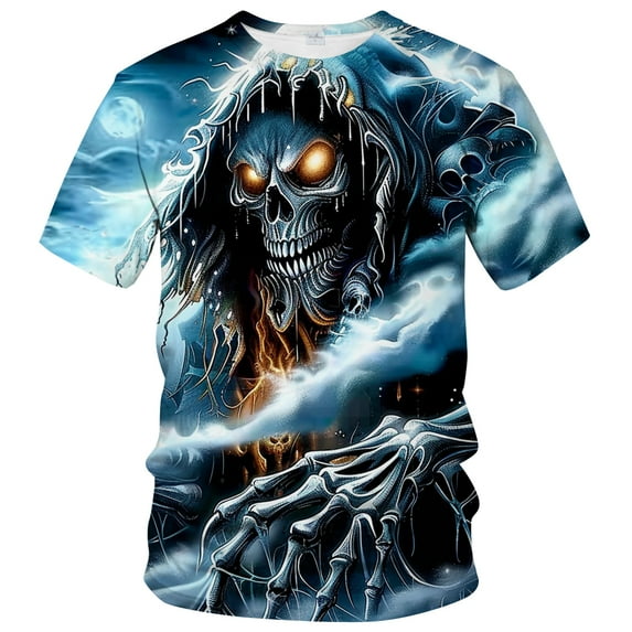 Blissboy Novelty Skull T-shirt Funny Gothic Graphic Tee Halloween Shirt Patriotic Shirt