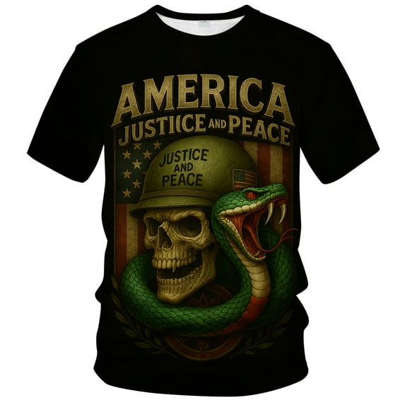 Blissboy Novelty Skull T-shirt Funny Gothic Graphic Tee Halloween Shirt Patriotic Shirt