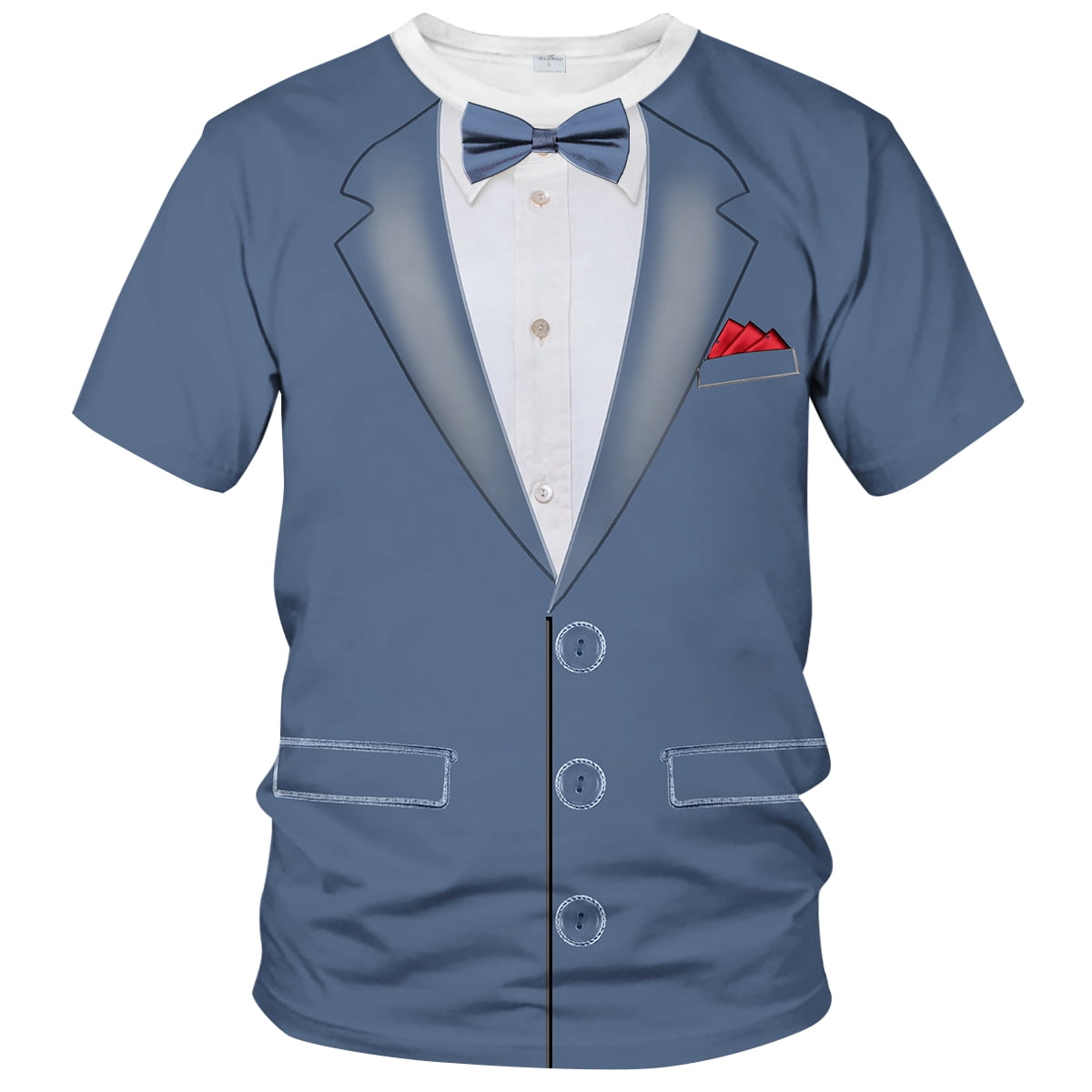 Blissboy Tuxedo T-Shirt Funny Suit Design Graphic T-Shirt Novelty Tux Shirt  Fake Suit Tee with Bowtie, Unisex Adult - Walmart.com, image size:1200x1200