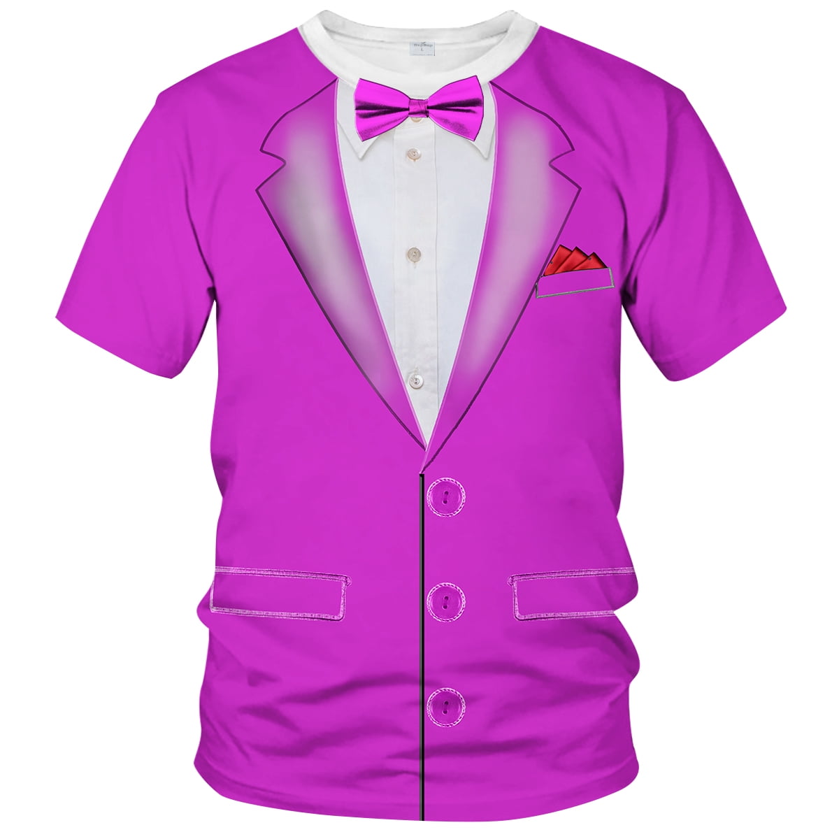 Blissboy Tuxedo T-Shirt Funny Suit Design Graphic T-Shirt Novelty Tux Shirt  Fake Suit Tee with Bowtie, Unisex Adult - Walmart.com, image size:1200x1200