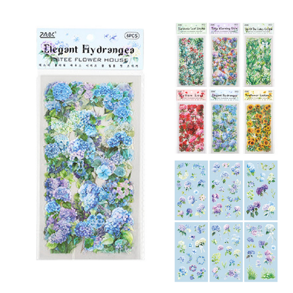 Blisscok 6PCS Transparent Flower Stickers, Small Floral Plant Stickers, Waterproof Flower Stickers for Decorating Cup Scrapbook Supplies Card Making Journaling Water Bottles DIY Crafts Decoration