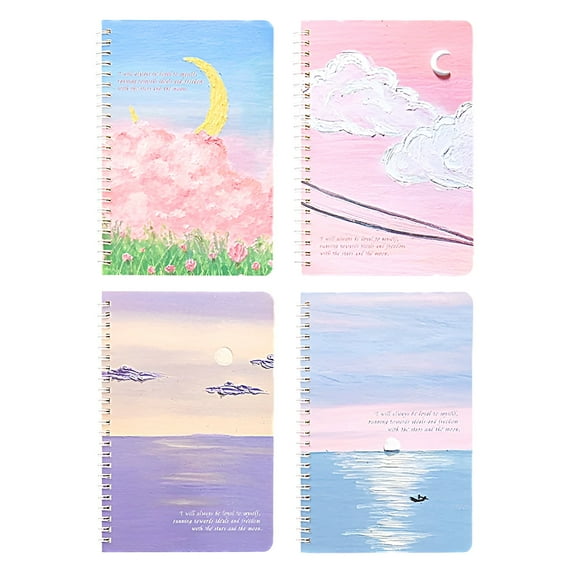 Blisscok A5 Notebook,Lined Wirebound Spiral Notebook, 60 Sheets Beautiful Notepad,20.3x14cm Oil Painting Notepad Scheduling & Time Management for Daily life, Work, Students