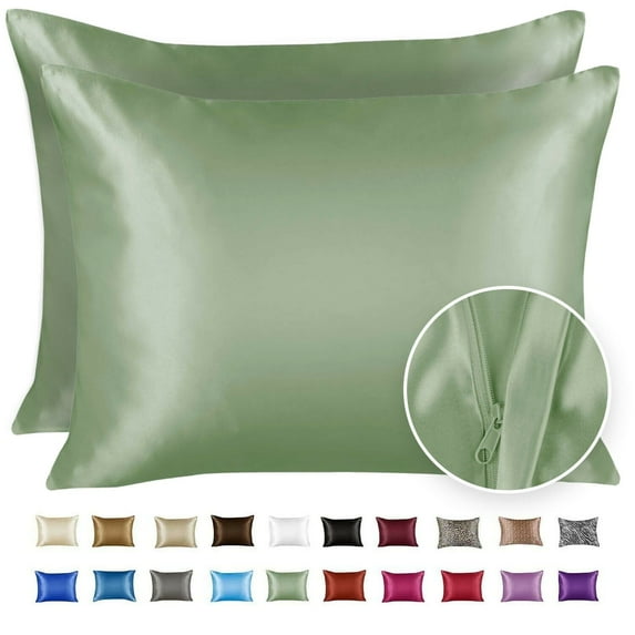 Blissford Satin Pillowcase with Zipper – Soft and Silky King Size Pillowcase for Hair and Skin – Reduces Facial Wrinkles - Durable Pillow Cover That Feels Soft and Cool All Night Long – Set of 2