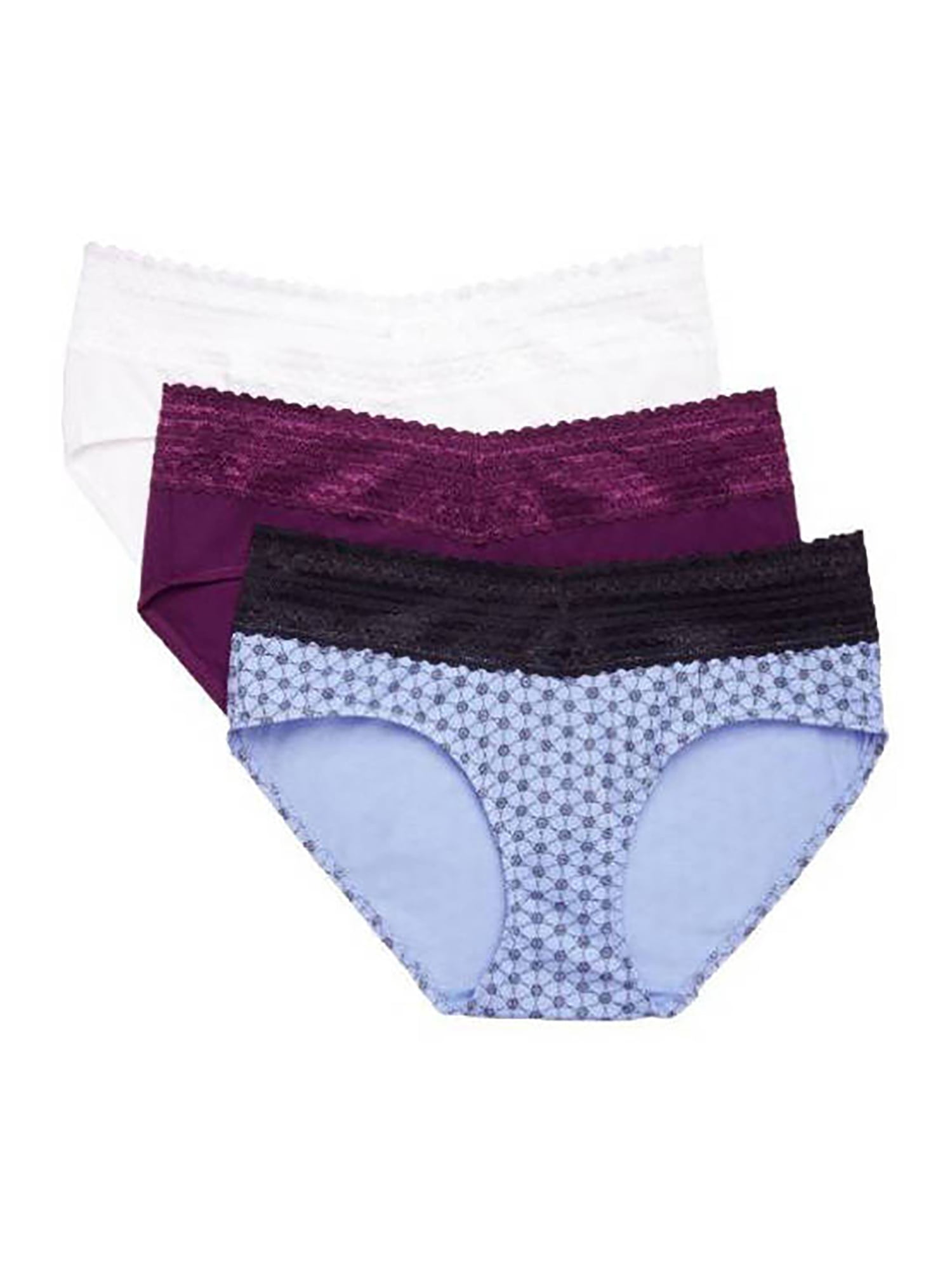 Blissful Benefits by Warner's Women's No Muffin Top Cotton Stretch Lace  Hipster Panties 3-Pack, Style RU0093W