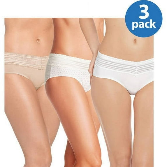 Blissful Benefits by Warner's Women's No Muffin Top Cotton Stretch Lace Hipster Panties 3-Pack, Style RU0093W