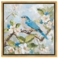thumbnail image 1 of Blissful Blue Bird Canvas Coastal Farmhouse Wall Art by Art Remedy, Gold Frame, 24" x 24", 1 of 7