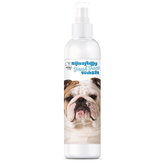 The Blissful Dog Bulldog Blissfully Fresh Face Wash for Cleaning Tear Stains, Flat-Faces, Beards, Ear Fringes, Jowls and More I Alcohol & Irritation Free I 4-Ounce Spray Bottle